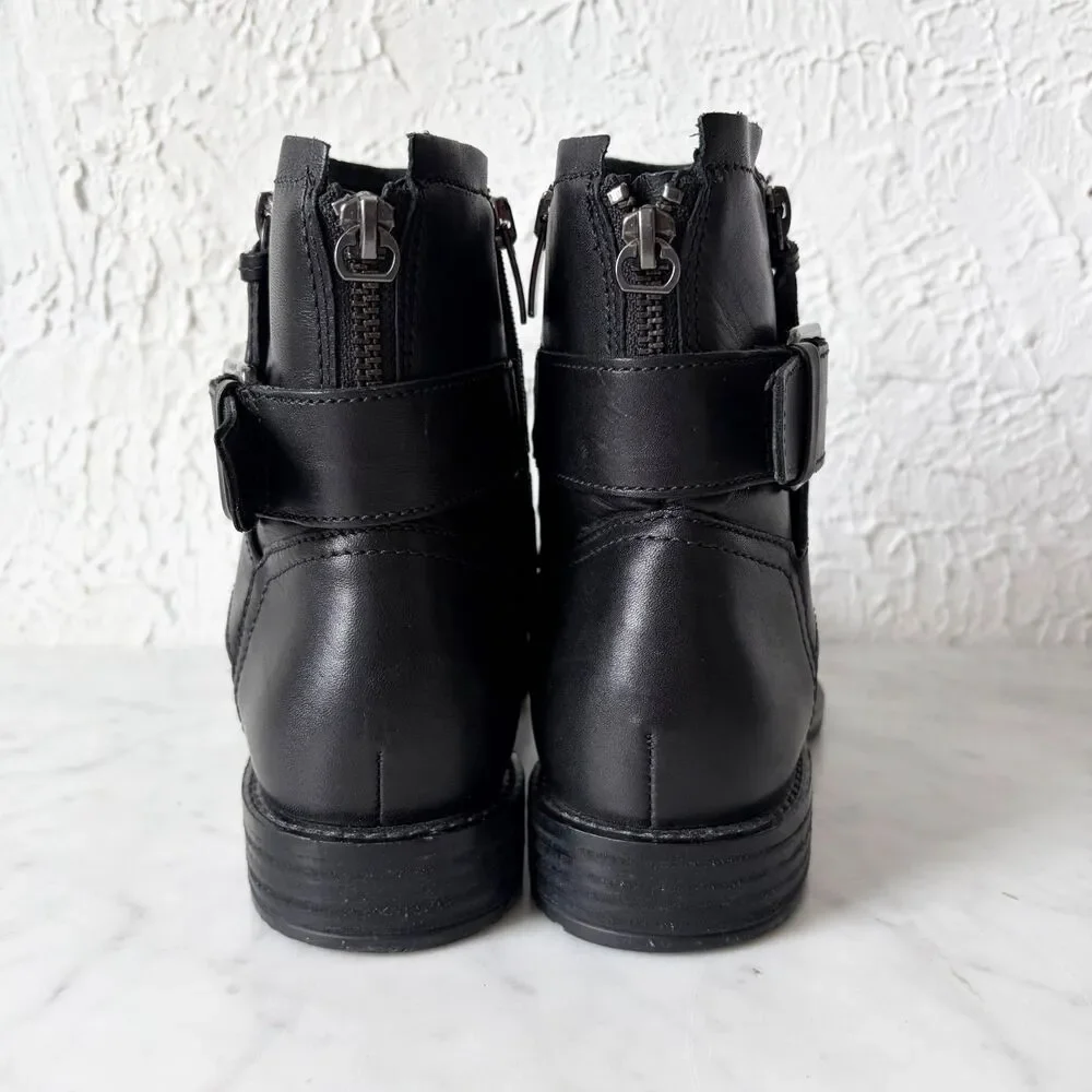 ECCO Shape 25 Sartorelle Ankle Boots Women's 6 Black Leather Side Zip Portugal